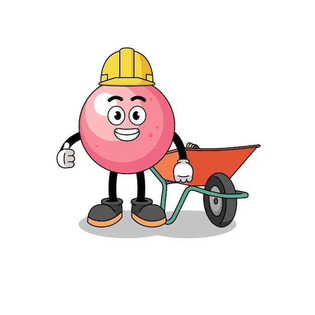 Vecteur caricature de boule de gomme en tant qu'entrepreneur