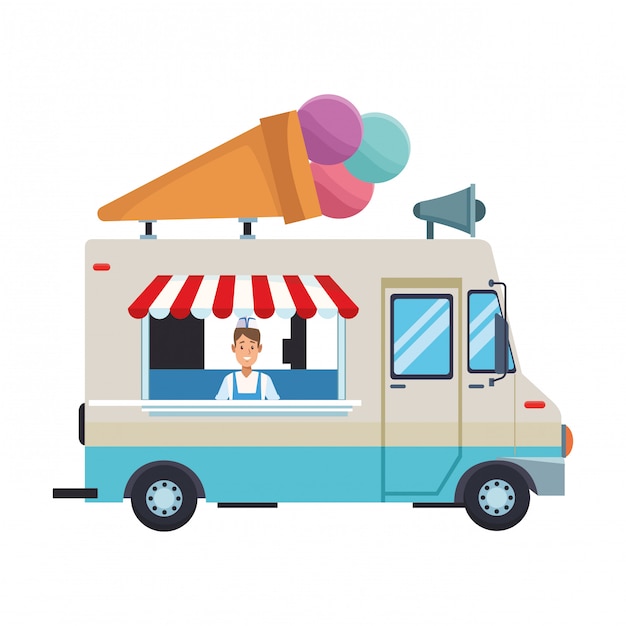 caricature de camion de crème glacée