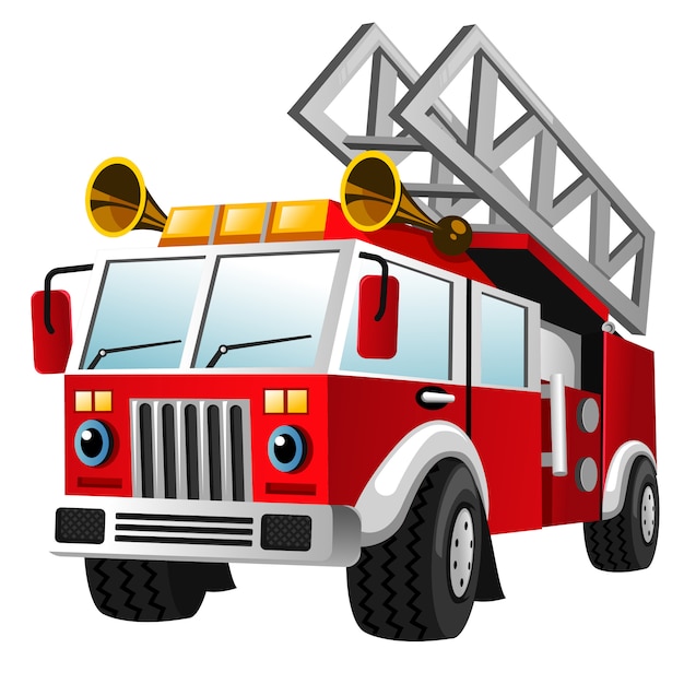 Vecteur caricature de camion de pompiers