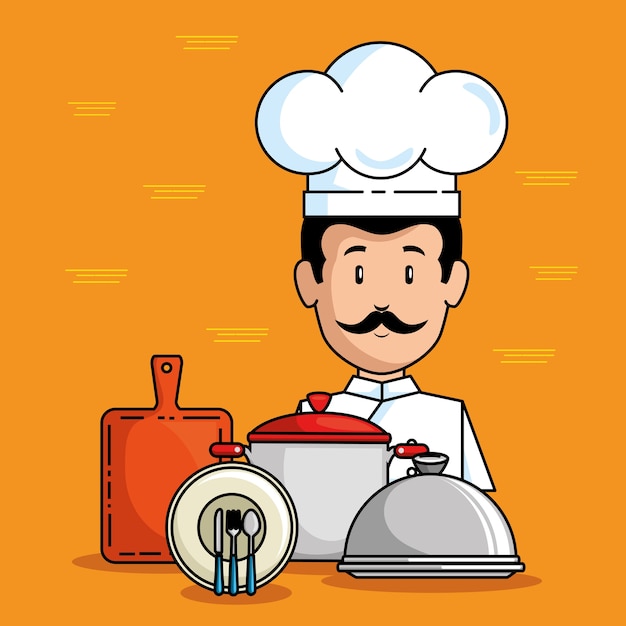 Vecteur caricature de chef professionnel