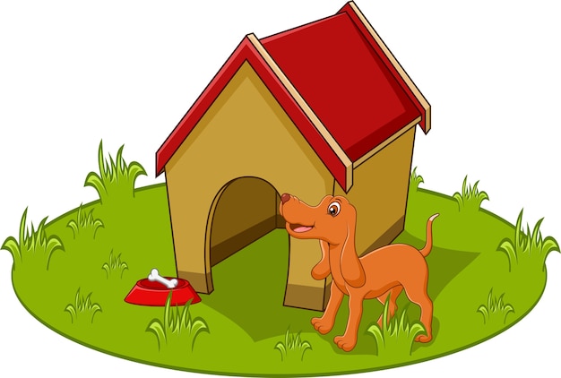 Caricature De Chien Mignon Avec La Maison