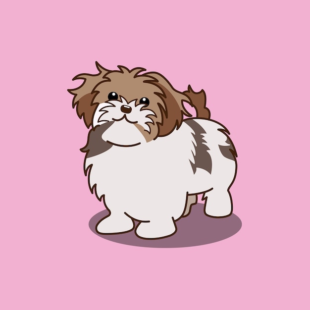 Vecteur caricature de chien shih tzu