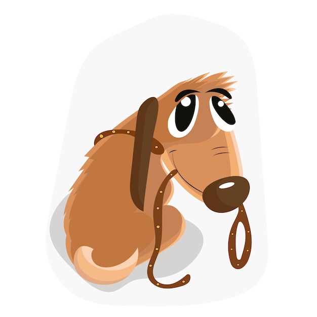 Caricature de chiot portant une laisse