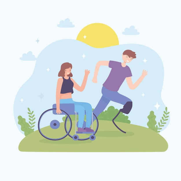 Caricature de couple handicapé
