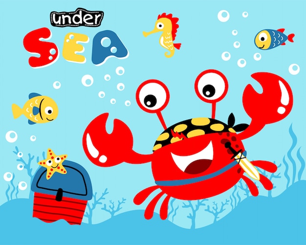 Caricature De Crabe Rouge Sous L'eau