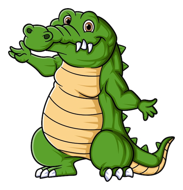 Caricature De Crocodile Fort Posant Le Personnage De Mascotte