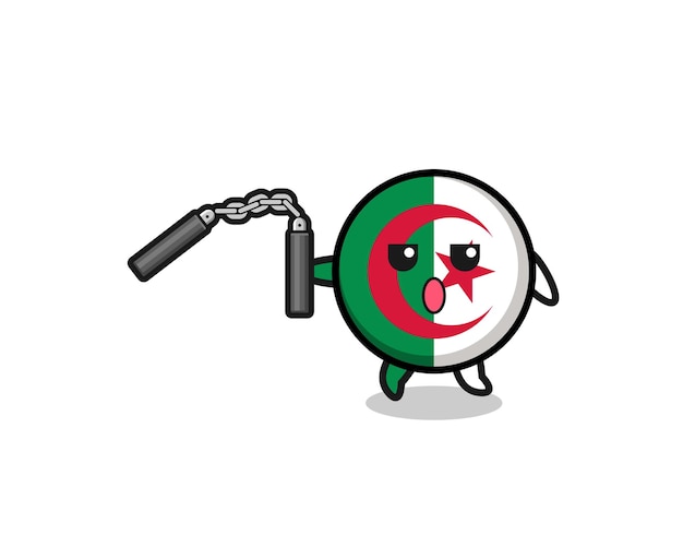Caricature Du Drapeau De L'algérie à L'aide De Nunchaku