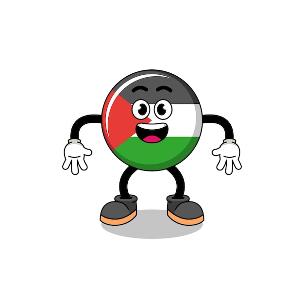 Caricature Du Drapeau De La Palestine Avec Un Geste Surpris