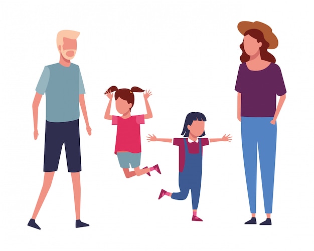 Caricature de famille et d&#39;enfants
