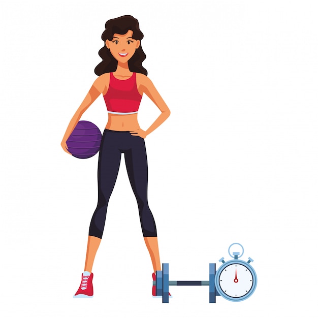 Vecteur caricature femme fitness