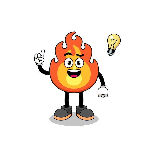 Caricature De Feu Avec Pose D'idée