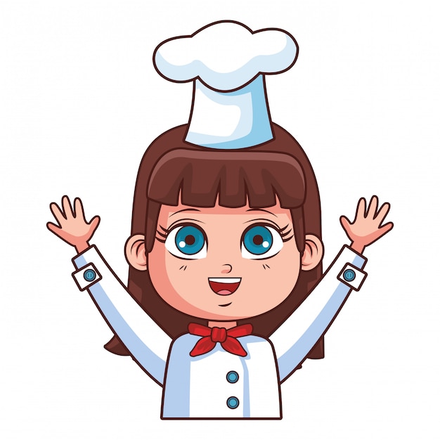 Vecteur caricature de fille de chef mignon