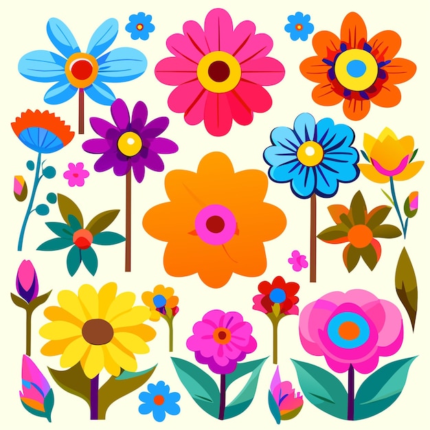 Caricature de fleurs colorées pour la décoration d'été