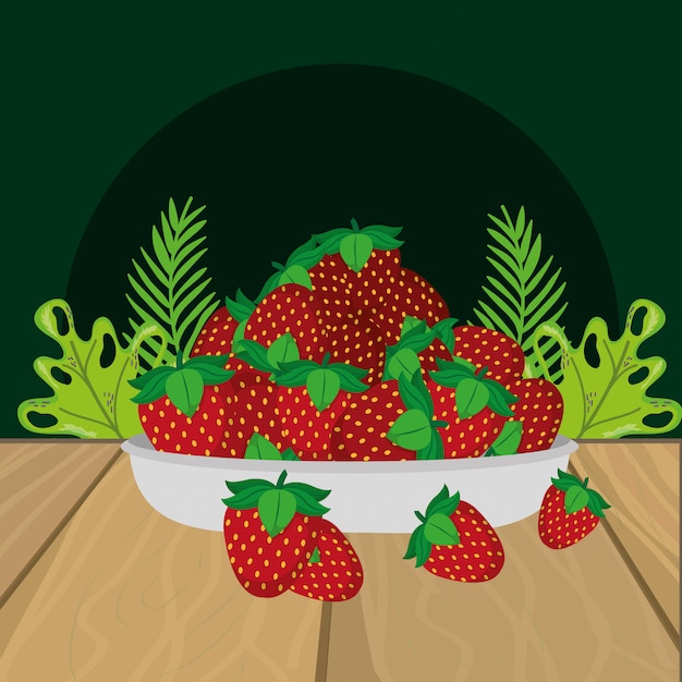 Caricature de fraises de fruits frais