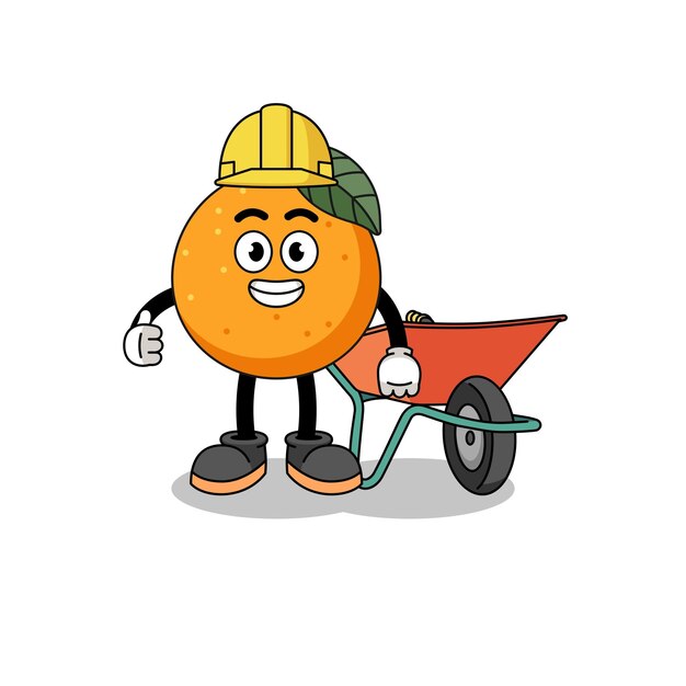 Caricature de fruits orange en tant que personnage d'entrepreneur