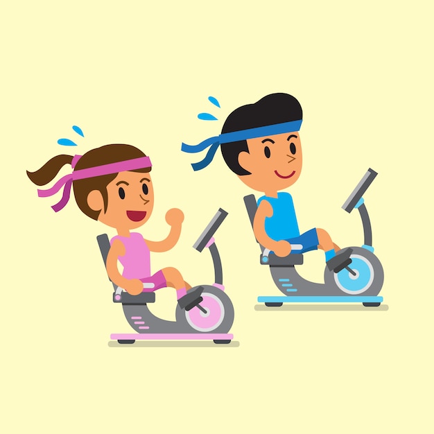 Caricature D'un Homme Et D'une Femme à Vélo Couché