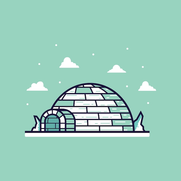 Vecteur caricature d'igloo à plat