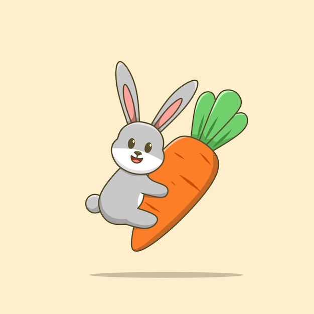 Vecteur caricature de lapin avec une carotte