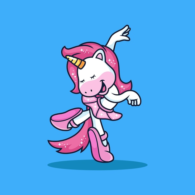 Caricature De Licorne De Ballet Avec Pose Mignonne