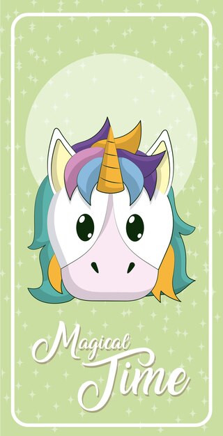 Vecteur caricature de licorne mignonne