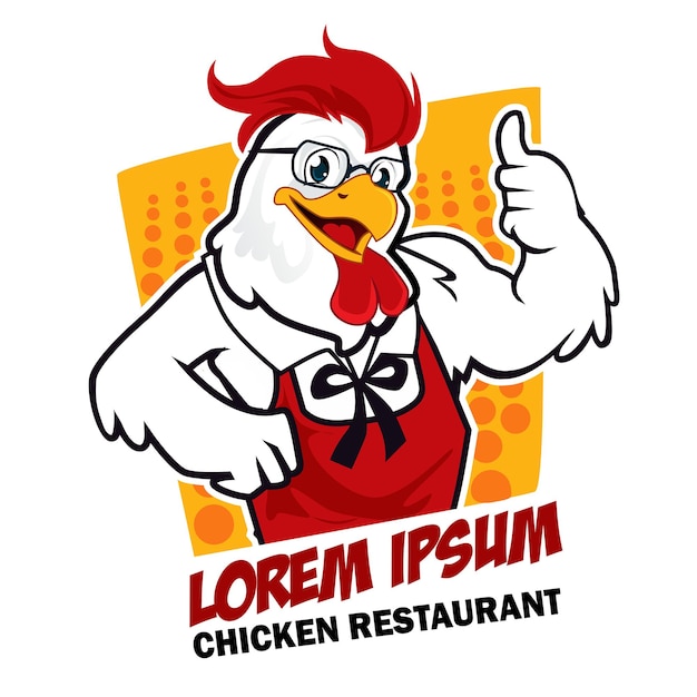Vecteur caricature de logo de restaurant de poulet en vecteur