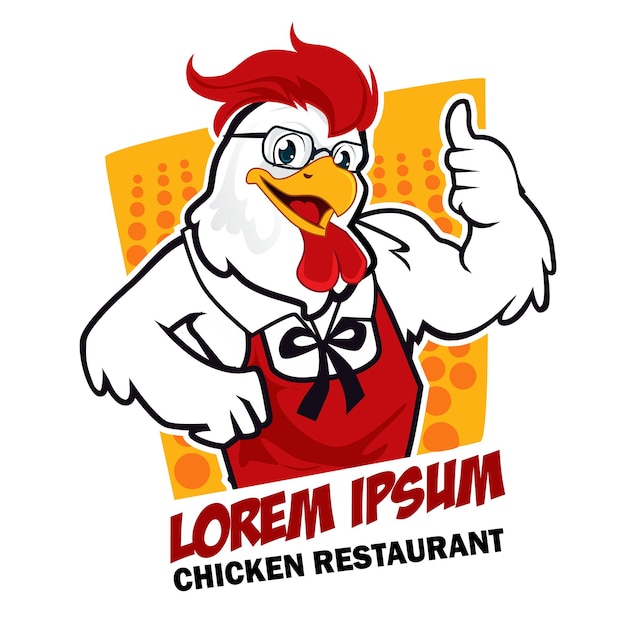 Caricature De Logo De Restaurant De Poulet En Vecteur