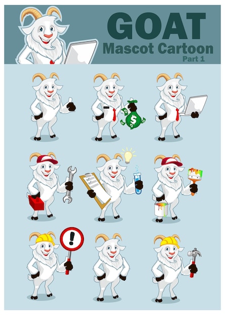 Vecteur caricature de mascotte animal chèvre en vecteur