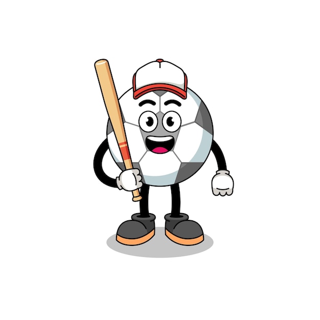 Caricature De Mascotte De Ballon De Football En Tant Que Personnage De Joueur De Baseball