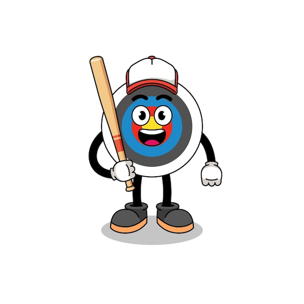 Caricature De Mascotte De Cible De Tir à L'arc En Tant Que Personnage De Joueur De Baseball