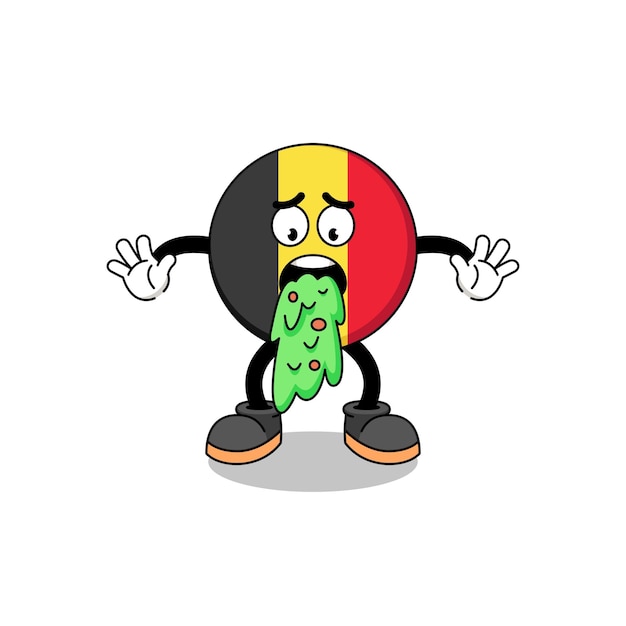 Caricature De Mascotte Drapeau Belgique Vomissements