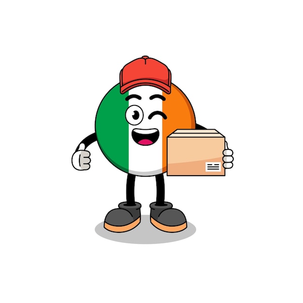 Caricature de mascotte de drapeau de l'irlande comme conception de personnage de courrier