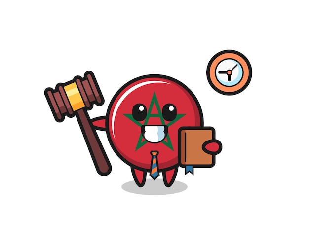 Caricature de mascotte du drapeau marocain en tant que juge