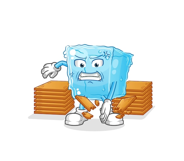 Caricature de mascotte de karaté cube de glace