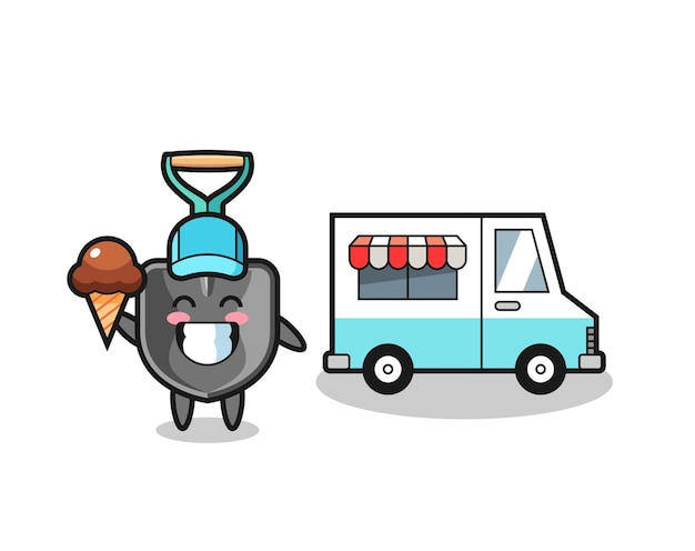 Caricature De Mascotte De Pelle Avec Un Design Mignon De Camion De Crème Glacée