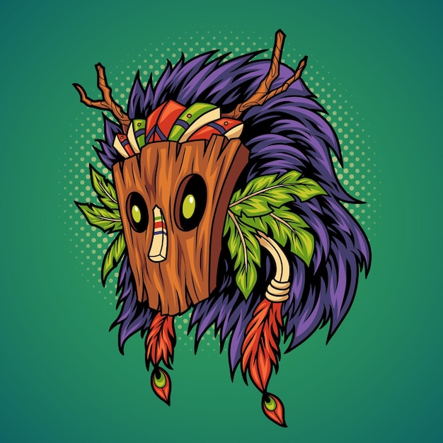 Vecteur caricature de masque tiki