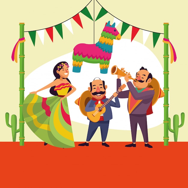 Vecteur caricature mexicaine de cinco de mayo