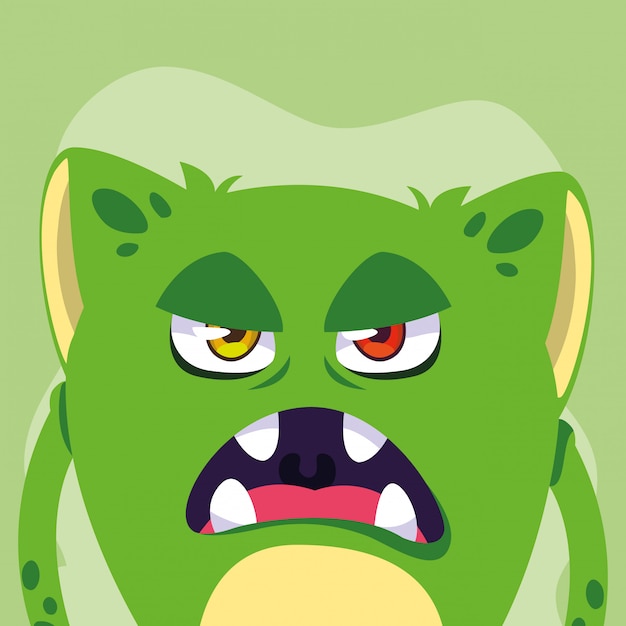 Caricature De Monstre Vert