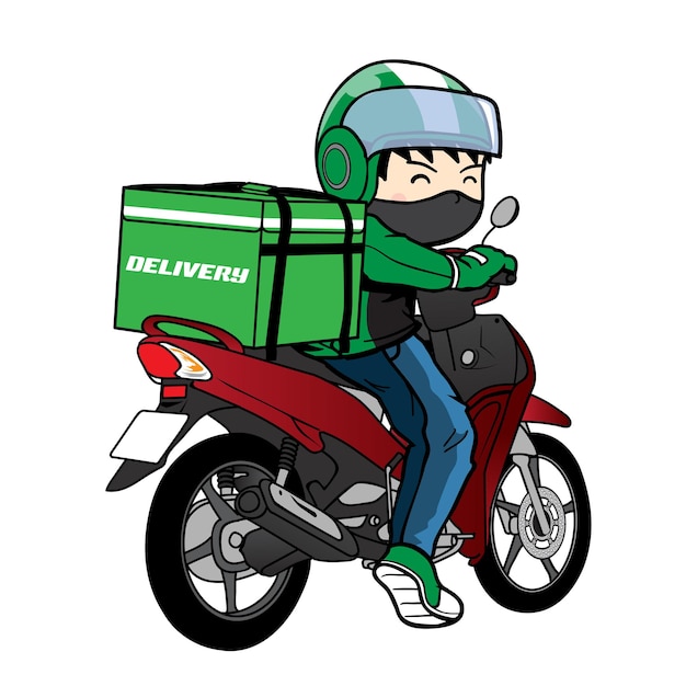 Caricature De Moto De Conduite De Livreur