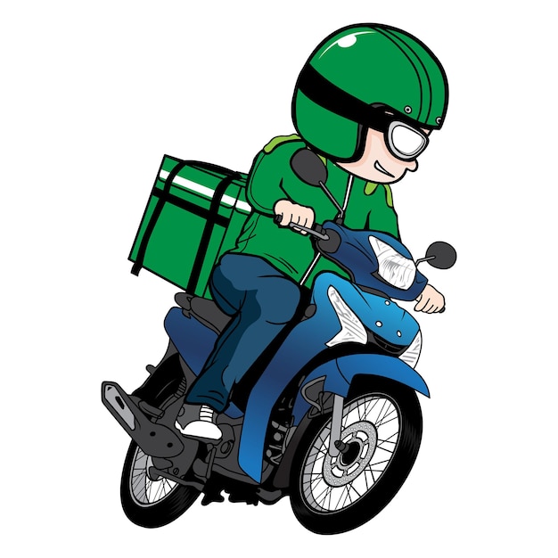 Caricature De Moto De Conduite De Livreur