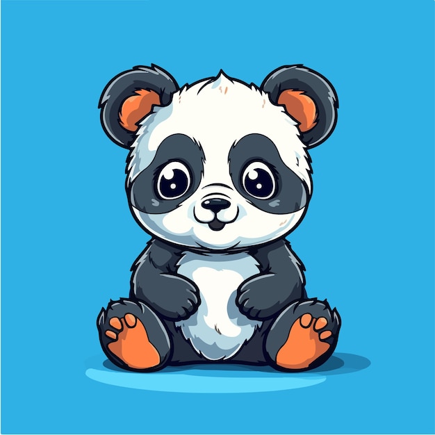 Caricature de panda sur fond bleu