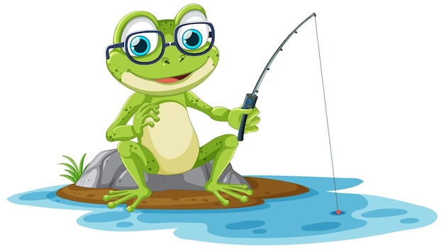 Caricature De Pêche à La Grenouille Verte