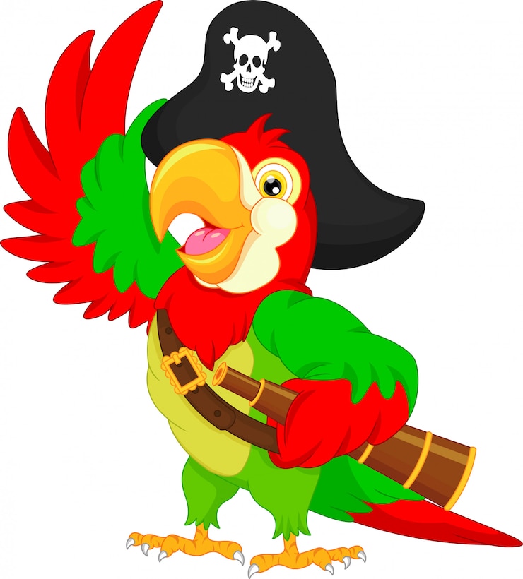 Vecteur caricature de perroquet pirate
