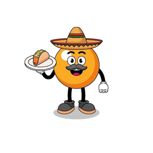 Caricature De Personnage De Balle De Ping-pong En Tant Que Personnage De Chef Mexicain