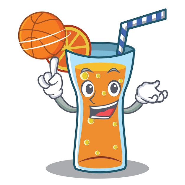 Caricature De Personnage De Cocktail Jouant Au Basketball