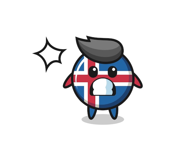 Caricature De Personnage De Drapeau Islandais Avec Un Design Mignon De Geste Choqué