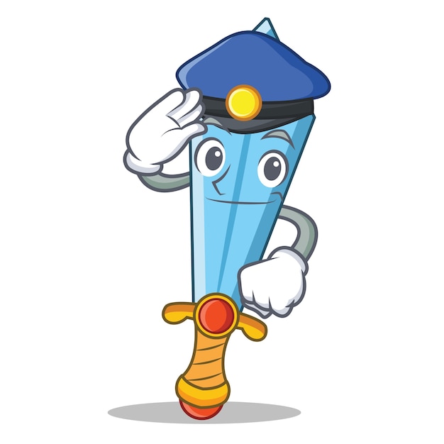 Caricature De Personnage D'épée De Police