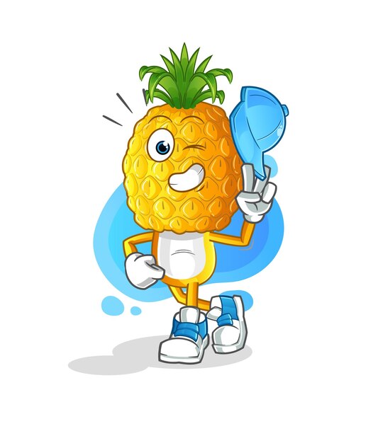 Caricature de personnage de jeune garçon de dessin animé de tête d'ananas