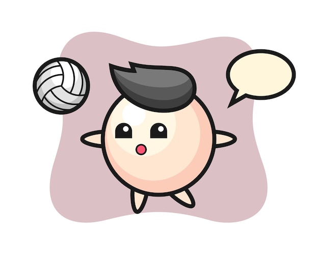 Caricature de personnage de perle joue au volleyball