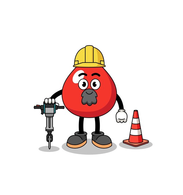 Caricature de personnage de sang travaillant sur la conception de personnages de construction de routes
