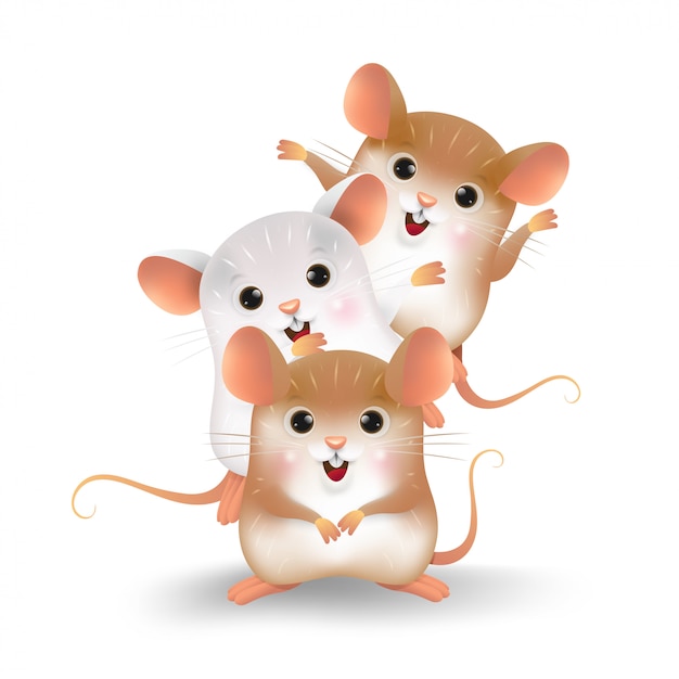 Caricature De La Personnalité Des Trois Petits Rats.